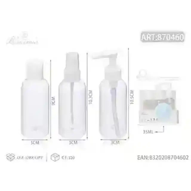 Set bottiglia da viaggio 3 pz 35 ml – bianco – articolo 870460