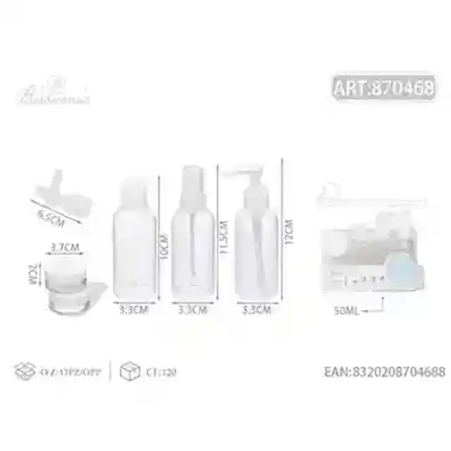 Set contetitori da viaggio 7 pz 50 ml – bianco – articolo 870468