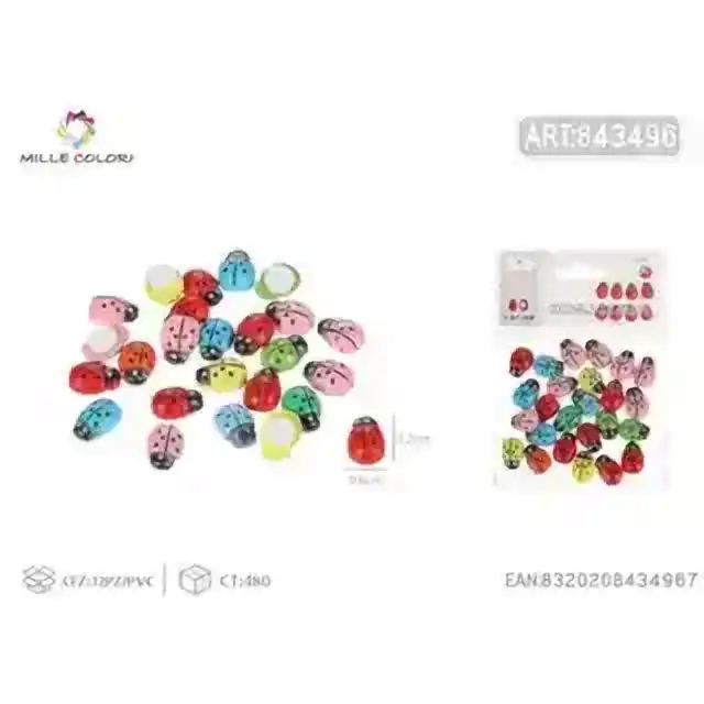 Coccinelle con adesivo 0.8 × 1.2 cm ±25 pz – colori assortiti – articolo 843496