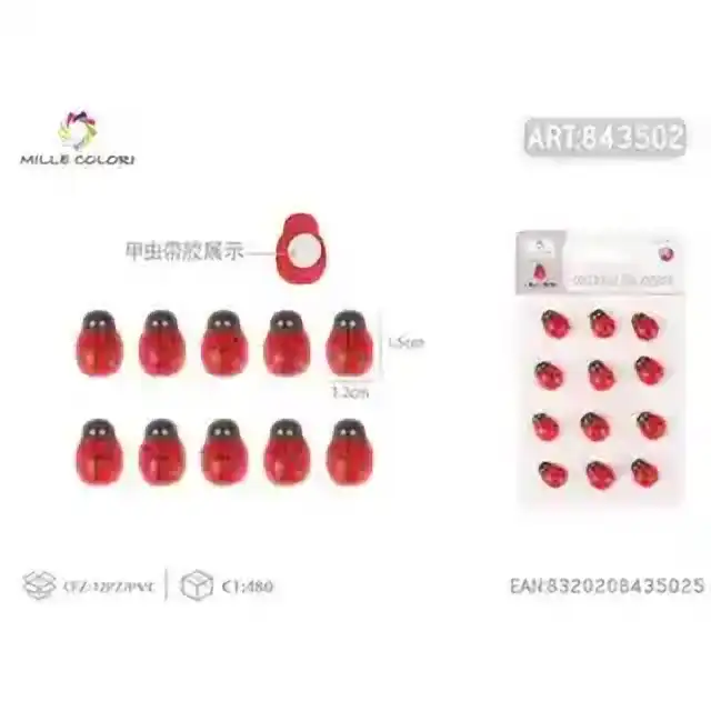 Cocinella adesiva 1.2x1.5 cm 12 pz – rosso – articolo 843502