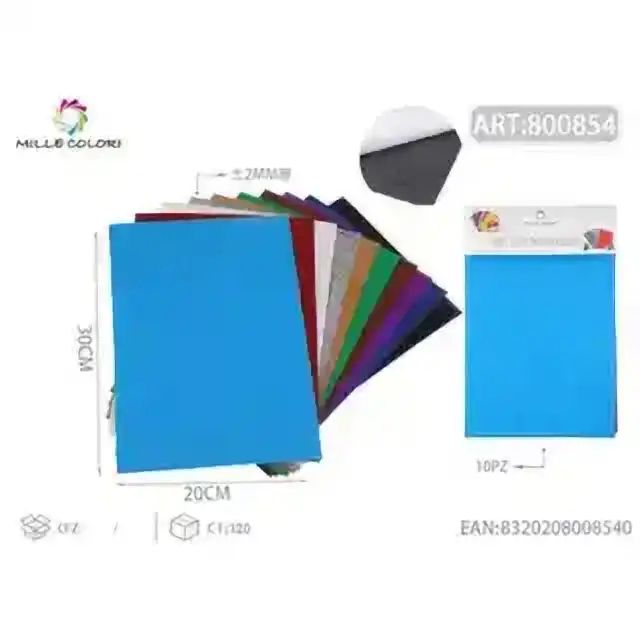 Feltro EVA A4 con adesivo colori misti 2 mm 10 pz – articolo 800854