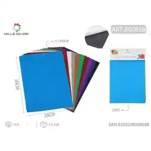 Feltro EVA A4 con adesivo colori misti 1 mm 10 pz – articolo 800858