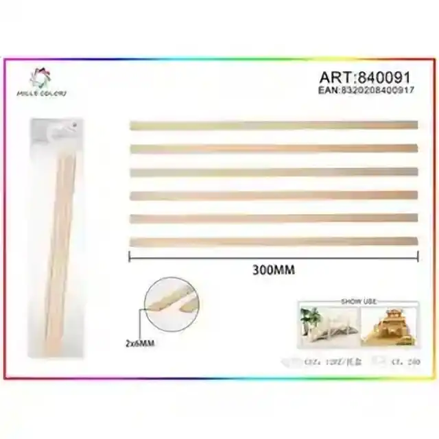 Bastoncini in legno 10 pz 2 × 6 × 300 mm – articolo 840091