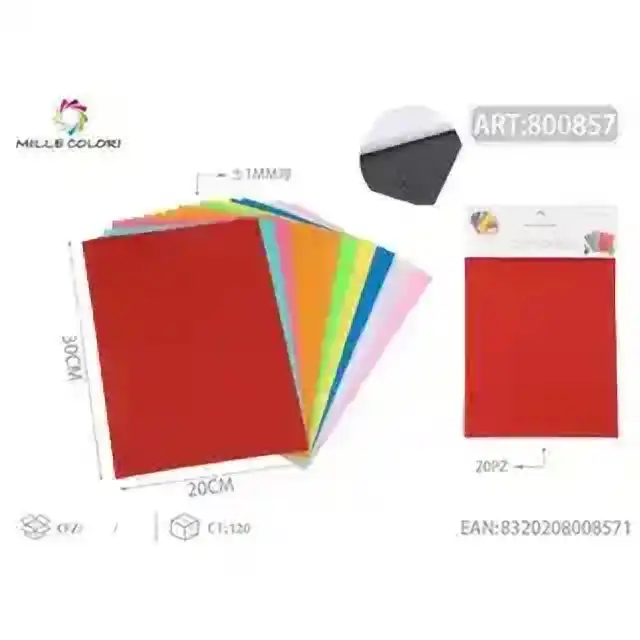Feltro EVA A4 con adesivo colori misti 1 mm 10 pz – articolo 800857