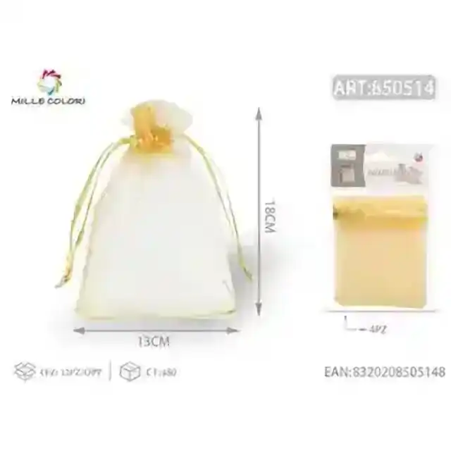 Sacchetti regalo oro 13 × 18 cm / 4 pz – articolo 850514