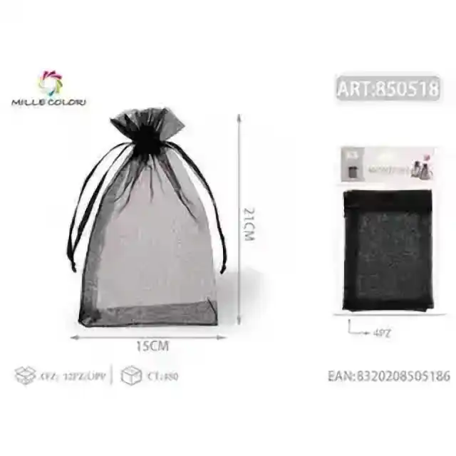 Sacchettini regalo nero 15 × 21 cm / 4 pz – articolo 850518
