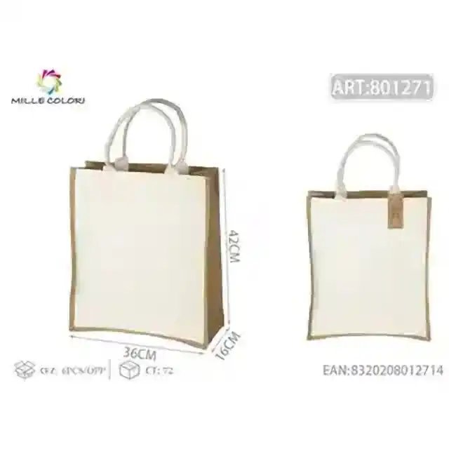 Borsa in juta e tela con manici 36 × 42 × 16 cm – articolo 801271