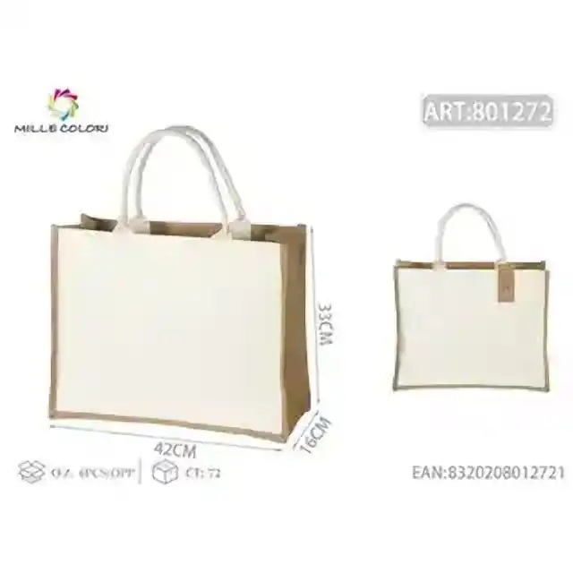Borsa in juta e tela con manici 42 × 33 × 16 cm – articolo 801272