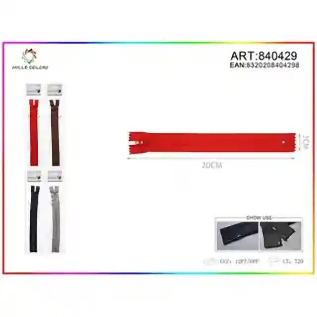 Cerniere lampo nylon sganciabile 70 cm – colori assortiti – articolo 840429