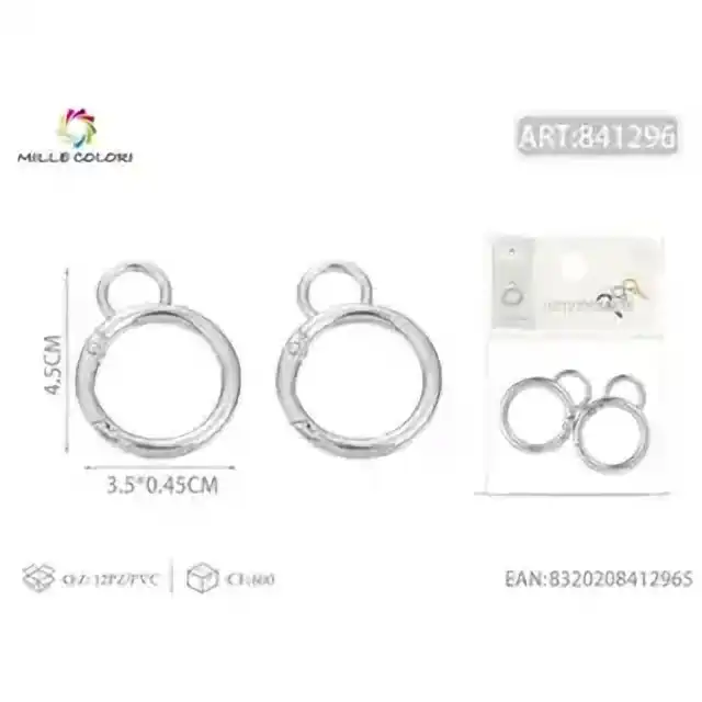 Anello portachiavi 0.5 × 4 × 5 cm 2 pz – articolo 841296