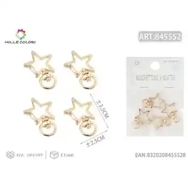 Moschettoni a scatto 3.5 × 2.5 cm 4 pz oro – articolo 845552