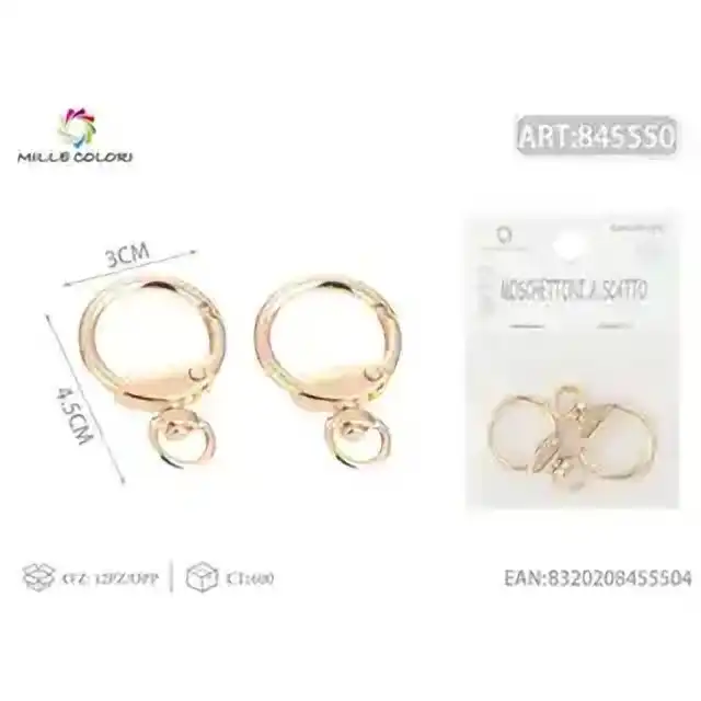 Moschettoni a scatto 4.5 × 3.0 cm 2 pz oro – articolo 845550