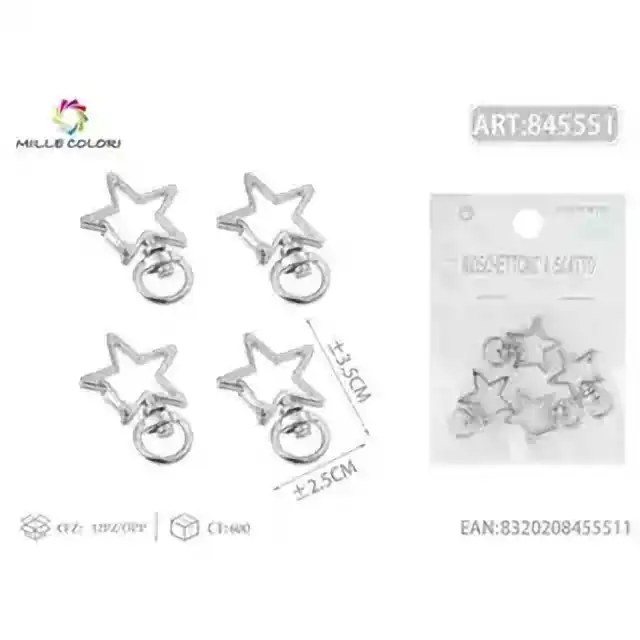 Moschettoni a scatto 3.5 × 2.5 cm 4 pz argento – articolo 845551