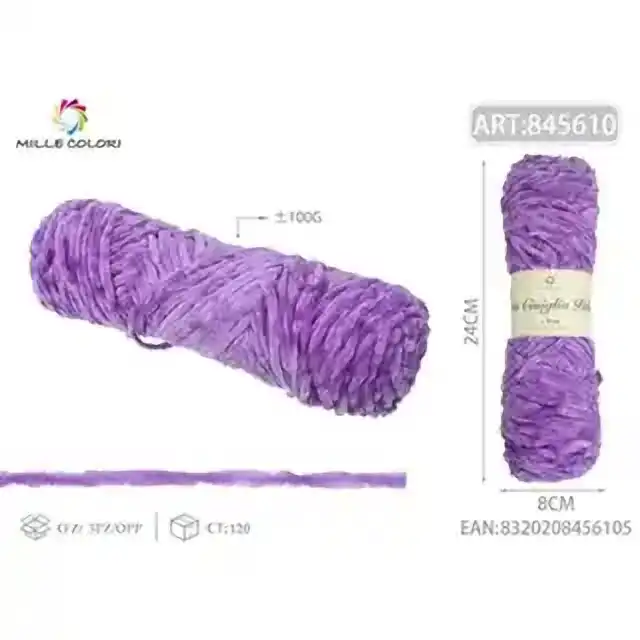 Filato ciniglia peluche lilla 100 g – articolo 845610