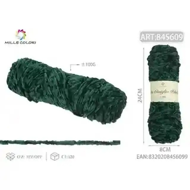Filato ciniglia peluche verde scuro 100 g – articolo 845609
