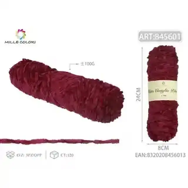 Filato ciniglia peluche bordeaux 100 g – articolo 845601