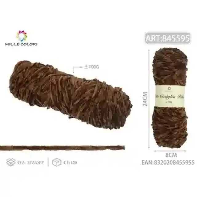 Filato ciniglia peluche marrone 100 g – articolo 845595