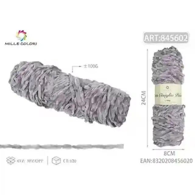 Filato ciniglia peluche grigio chiaro 100 g – articolo 845602