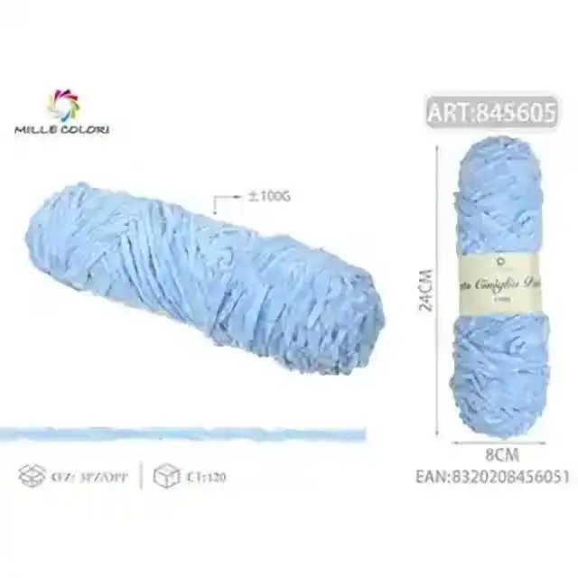 Filato ciniglia peluche celeste 100 g – azzurro – articolo 845605