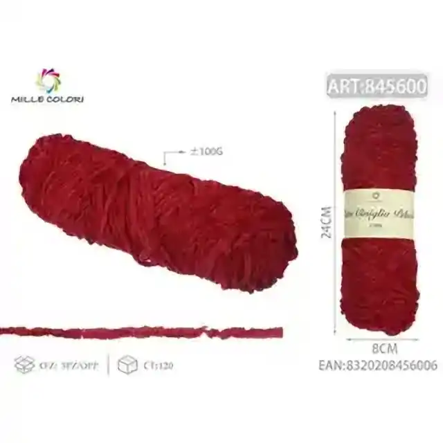 Filato ciniglia peluche rosso mattone 100 g – articolo 845600