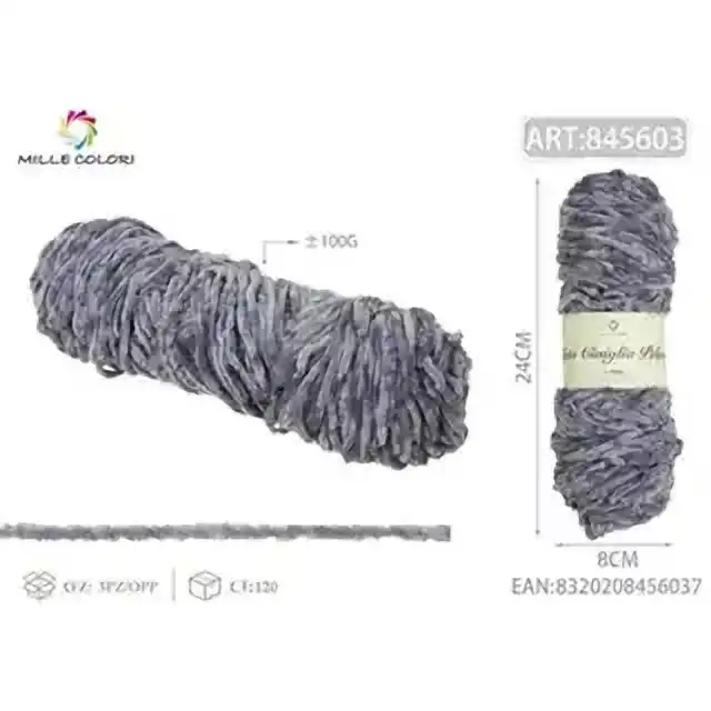 Filato ciniglia peluche grigio 100 g – articolo 845603